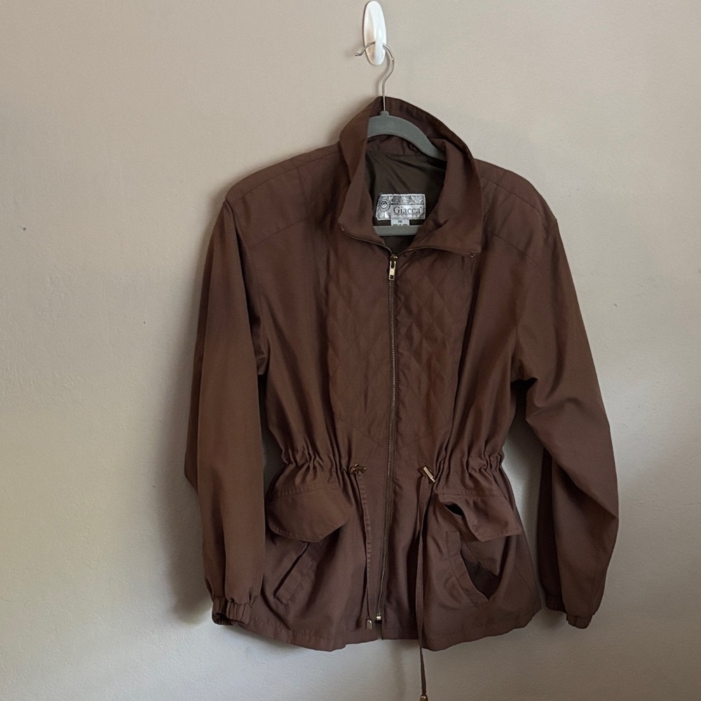 Giacca Vintage Quilted Brown Utility Jacket for Women size PS